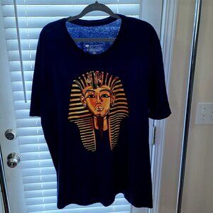 100% Cotton Egyptian King Tut Royal Blue and Gold Men's T-shirt Size 3x